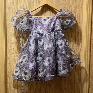 Purple Kids Dress with Puff Sleeves
